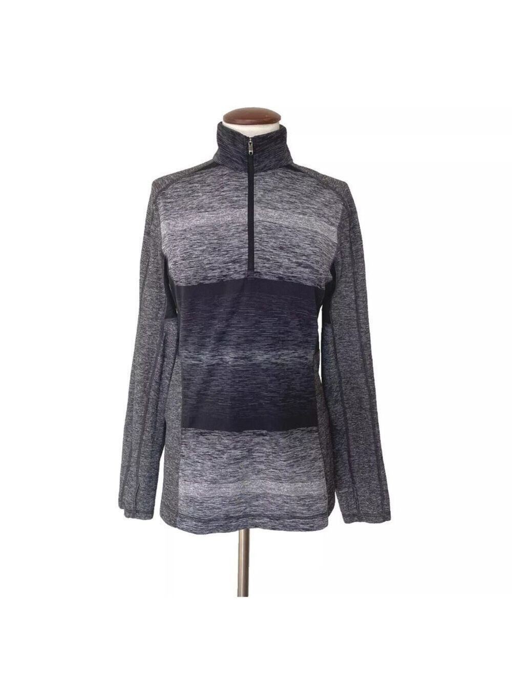 Lululemon 1/4 Zip Long Sleeve Shirt Womens Size M Gray/Black